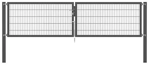 Alberts 637231 Doppeltor Flexo Plus | 400 cm Breite, 100 cm Höhe, anthrazit - Doppelflügeltor aus feuerverzinktem Stahl mit anthrazit kunststoffbeschichteter Oberfläche. Ideal für sichere und dekorative Einfriedungen, inklusive Zubehör für einfache Montage.