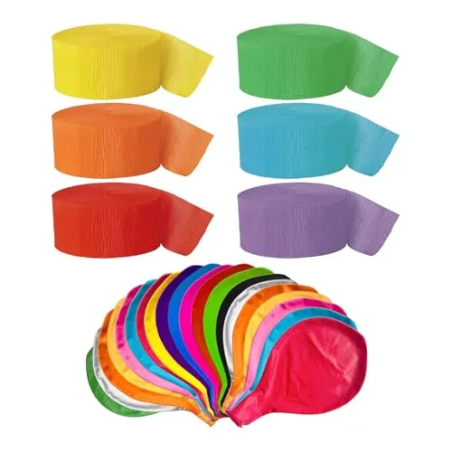 Rollen Buntes Papier, 20 Stück Luftballons, Krepppapierrollen, Girlandenbänder, Geburtstags-Arrangement-Papierrollen Für Geburtstags- Und Hochzeitsdekorationen 6