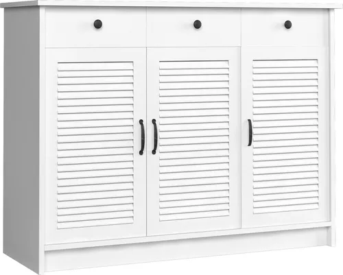 Moderne Holzkommode Sideboard für Esszimmer & Küche - Elegante Kommode mit 3 Schubladen, Maße: 128,4 x 42,5 x 98 cm. Ideal für stilvolle Aufbewahrung, freistehend und sofort einsatzbereit.