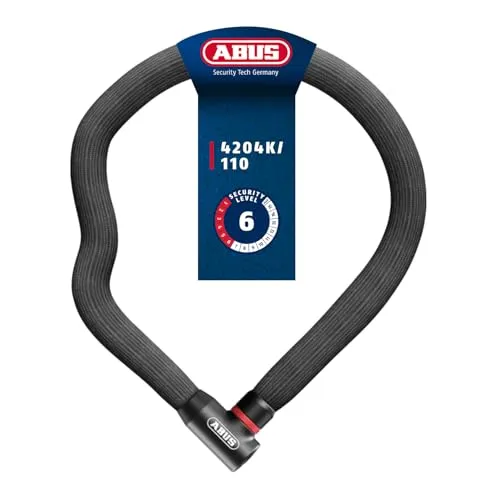 ABUS Kettenschloss Goose Lock 4204K - Biegsames Fahrradschloss aus gehärtetem Stahl - Fahrradschlösser mit 4 mm starker Kette, 110 cm lang und schwanenhals-Formstabilität für einfachen Transport. Ideal zum Schutz von Fahrrädern und E-Scootern.