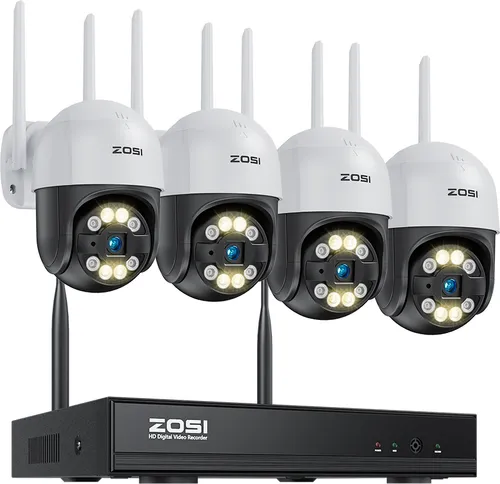 ZOSI 3MP WLAN Überwachungskamera Set mit 4 Pan/Tilt Kameras von ZOSI