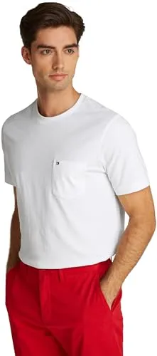 Tommy Hilfiger Herren T-Shirt Kurzarm Essential mit Brusttasche, Weiß (White), 3XL