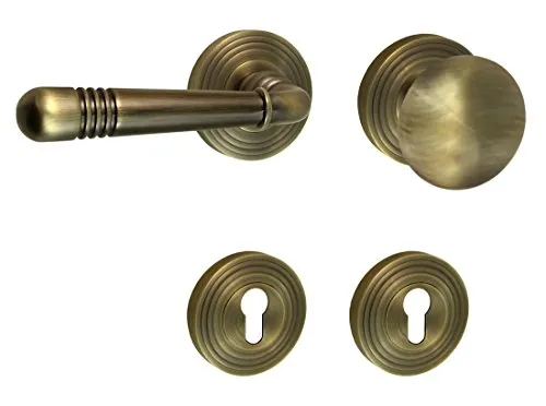 Türbeschlag 1702 Helena R WE-Links Messing brüniert Türklinke