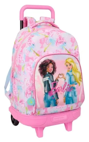 Safta Barbie Painterly Großer Rucksack mit Rädern - Robuster Rucksack mit abnehmbaren Rädern, ideal für Kinder. Geräumig mit zwei Hauptfächern und ergonomischem Design für maximalen Komfort.