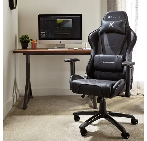 X Rocker Agility eSports Gaming-Bürodrehstuhl - schwarz - Bürostühle, ergonomischer Gaming-Stuhl mit verstellbarer Rückenlehne und optimalem Sitzkomfort für lange Gaming-Sessions