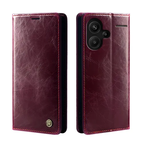 Handy Hülle für Xiaomi Redmi Note 13 Pro+ 5G Handyhülle Klapphülle RFID Weinrot