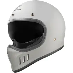 Bogotto FF980 Caferacer Cross Helm, grau, Größe L - Motorradhelm mit 3 Schalengrößen und internem Sonnenvisier, ideal für stylische Caferacer-Fahrten und optimalen Schutz.