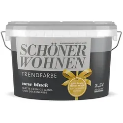 Schöner Wohnen 2,5 L Trendfarbe New Black Matt - Farben - Hochwertige Wandfarbe in edlem Schwarz, ideal für moderne Akzente und eine Fläche von 20-30 m².