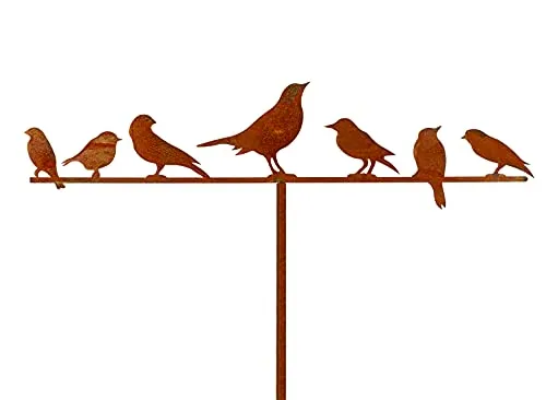 Blümelhuber Gartenstecker Metall Vögel im Edelrost Design - Metall Gartendeko Figuren mit Vogel Motiv - rostige Gartendekoration
