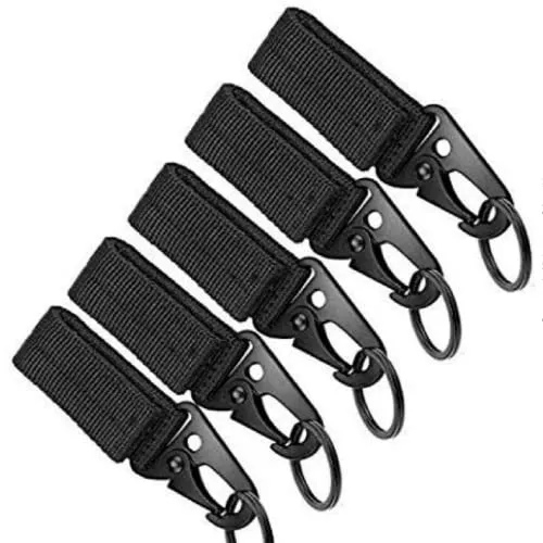 TANCUDER 5 Stück Karabiner Schluesselhaken Nylon Taktisch Schlüsselanhänger Taktische Weste Hängende Schnalle Hängender Gürtel Karabiner für Outdoor Aktivitäten Schwarz
