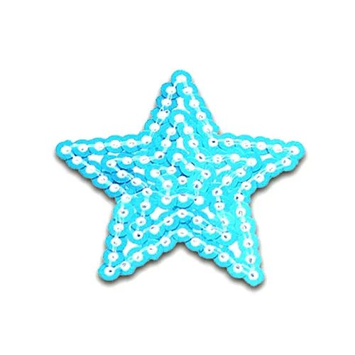 Aufnäher / Bügelbild -  Stern mit Pailletten – blau – 3,2x3,5cm
