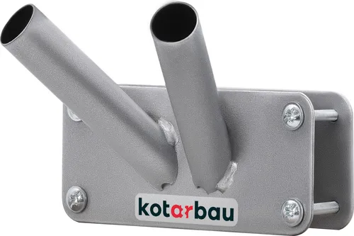 KOTARBAU® Fahnenhalter 2-Fach für doppelt Fahnenstange Montage an Balustrade 170 mm Pulverbeschichtet Grau Fahnenmasthalter Fahne Flagge Pulverbeschichtet Fahnenstange