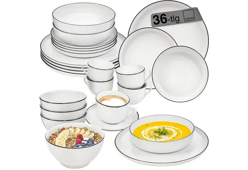 SÄNGER Kombiservice Marlo Black Rim 30tlg für 6 Personen in schwarz von Sänger