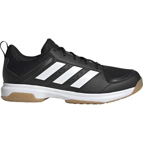 ADIDAS Herren Handballschuhe Ligra 7 Indoor - Laufschuhe für Indoor-Sportarten, atmungsaktives Mesh und griffige Außensohle bieten optimalen Komfort und Stabilität. 50 % recycelte Materialien für umweltfreundlichen Sport.