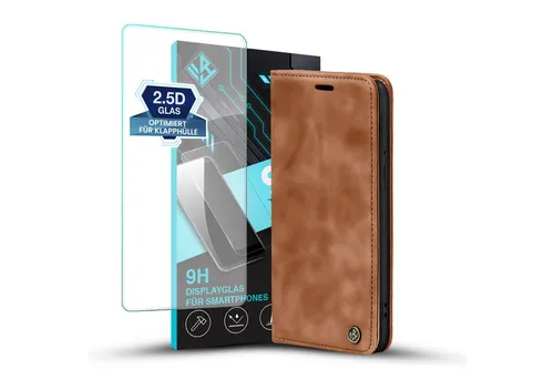 Tec-Expert Handyhülle LBH Hülle für iPhone 13 - Farbe: Hellbraun mit 2.5D Glas -