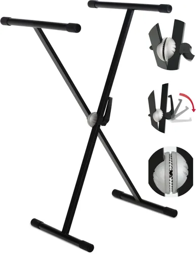 Classic Cantabile Keyboardständer Pro I - Zubehör für Tasteninstrumente, höhenverstellbar mit SimpleLock Schnellverstellung für einfache Anpassung und Stabilität.