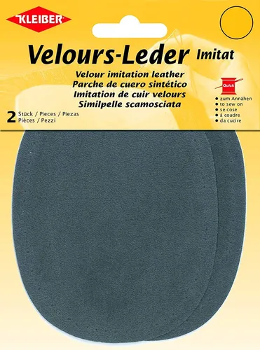 KLEIBER Velour-Leder-Imitat 100 x 130 mm mittelgrau 2 Stück