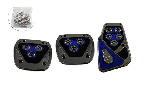 Sportpedale Pedalset Universal Pedalauflage für Schaltgetriebe Fahrzeuge Sportpedalset Pedalabdeckungen Chrom schwarz und Blau