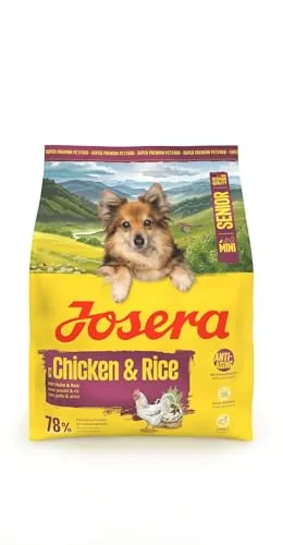 JOSERA Mini Senior Huhn & Reis (1 x 900 g) | Premium Trockenfutter für ausgewachsene ältere Hunde Kleiner Rassen | Anti-Aging & Nierenentlastung | Extrakleine Kroketten | glutenfrei | 1er Pack