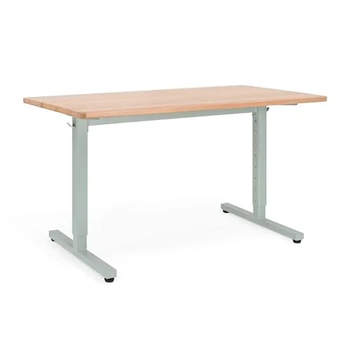 Ehrenkind® Höhenverstellbarer Schreibtisch aus massivem Buchenholz | Mitwachsender Schreibtisch von der Grundschule bis ins Studium | Stabiles Stahlgestell | Ergonomisch & langlebig | Jade