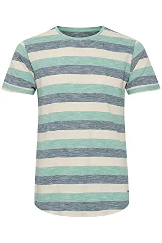 !Solid SDThicco Herren T-Shirt Kurzarm Shirt mit Streifen Rundhals-Ausschnitt 100% Baumwolle Regular fit, Größe:S, Farbe:Creme de Menthe (3017)