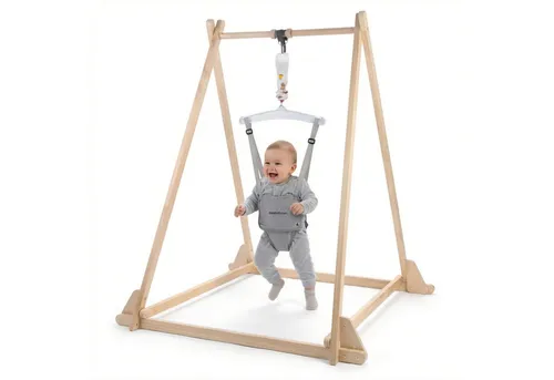 Mamabrum Babyschaukel Jumper aus Holz, höhenverstellbar - Fördert spielerische Bewegung für Kinder von 3 Monaten bis 2,5 Jahren. Das stabile Holzgestell bietet Flexibilität im Wohnraum. Klappbar für platzsparende Aufbewahrung. Ideal für erste Bewegungsversuche!