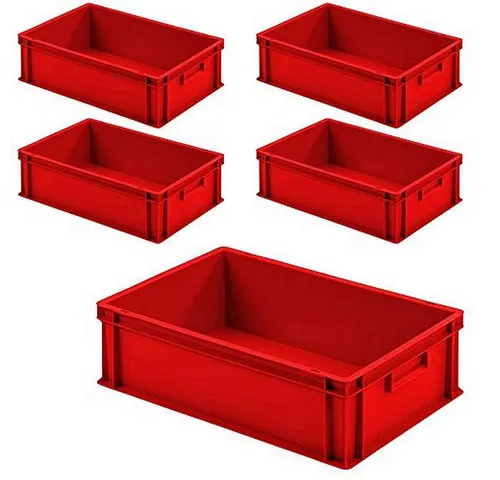 BRB-Lagertechnik Aufbewahrungsbox mit 5 Eurobehältern, 600x400x175 mm - Aufbewahrungsboxen: 5 stapelbare Eurobehälter aus robustem Polyethylen, ideal für Lagerung und Transport in Industrie mit hoher Beständigkeit gegen Chemikalien.