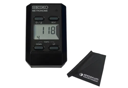 Seiko Metronom DM-51 Clip-on mit Mikrofasertuch - Kompaktes digitales Metronom mit Clip-on-Funktion und breitem Tempobereich von 30 bis 250 BPM. Ideal für Musiker, die ihre Hände frei brauchen. Inklusive hochwertigem Mikrofasertuch.