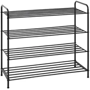 Haku-Möbel Schuhregal Barney 4, Schwarz - Ideal für 16 Paar Schuhe - Büroregal mit 4 stabilen Ebenen aus pulverbeschichtetem Stahlrohr, ideal für die platzsparende Aufbewahrung von bis zu 16 Paar Schuhen.