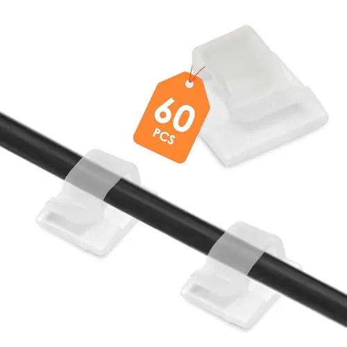 Spetebo Haken für Deko selbstklebend transparent klein - 60 Stück - Mini Klebehaken Kabel Clips für Lichterketten ohne Bohren - Mehrzweckhaken Wandhaken Kabelbefestigung Aufhängeclips mit Klebepads