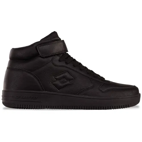 Lotto PALIOT MID OC Unisex Sneaker - Black, 45 EU - Damen-Sneaker im Midcut-Basketballdesign, hochwertig verarbeitet mit gepolstertem Logo und trendiger monochromer Farbstellung.