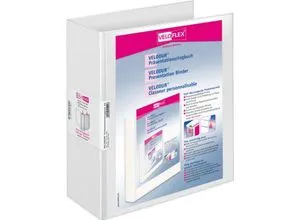 VELOFLEX Ringbuch VELODUR, DIN A4, 4-Ring-Mechanik, Rückenbreite 80 mm, weiß