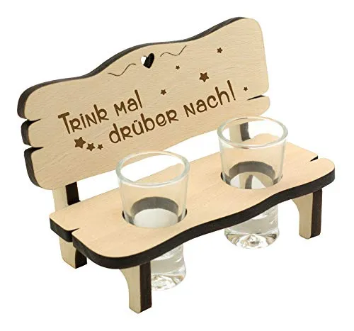 Spruchreif · Schnapsbank mit Gravur · Schnapsbank aus Holz · Schnapslatte mit 2 Gläsern · Geschenke für Freundin · Geschenke für Frauen · Männergeschenke