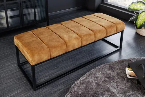 riess-ambiente Sitzbank PETIT BEAUTÉ 110cm senfgelb / schwarz (Einzelartikel, 1-St), Flur · Samt · Metall · Schlafzimmer · Design