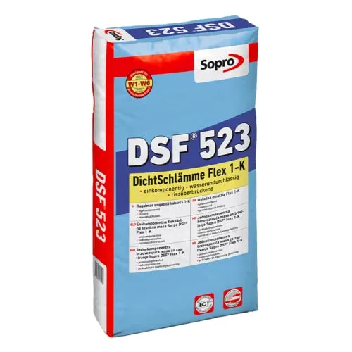 Sopro DichtSchlämmeFlex 1K DSF 523 20KG - Dichtmaterialien für Wände, hochwertige Dichtungsschlämme mit flexibler Anwendung für optimale Abdichtung.
