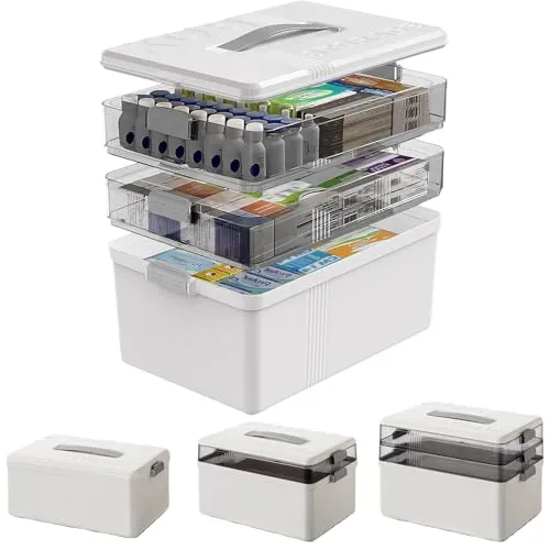 AmoreTempo 3-stöckige Abschließbare Medikamentenbox Groß von AmoreTempo