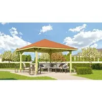 Weka Pavillon Gartenoase 651 A Gr. 1 - Stabil und Wetterfest - Gartenlauben & Holz-Pavillons: Genießen Sie mit dem stabilen 19 mm Massivholzdach der Weka Gartenoase 651 A einen schattigen Rückzugsort, ideal für entspannte Stunden im Freien.