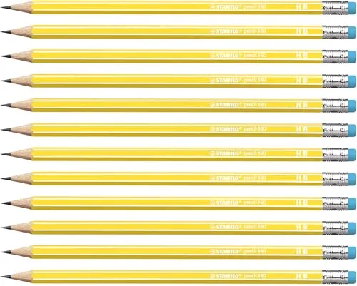 STABILO - Bleistift mit Radierer - pencil 160 in gelb - 12er Pack - Härtegrad HB