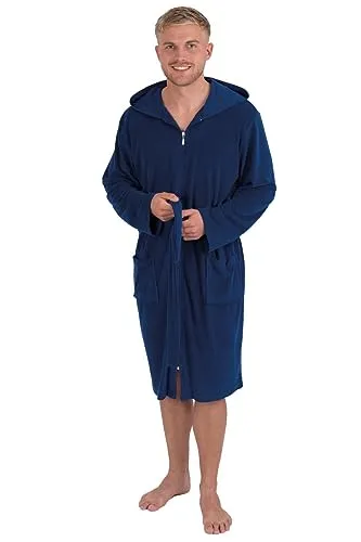 Wewo fashion Herrenbademantel 2031 - Herren-Bademäntel, ideal für Sauna & Spa, aus leichtem Frottier mit Kapuze und Reißverschluss für optimalen Komfort und Stil.