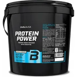 BioTechUSA Protein Power (4000 g, Vanille) - Sportnahrung mit hohem Proteingehalt, glutenfrei und laktosefrei. Enthält Soja-Isolat, Casein und Molke mit zusätzlichem Kreatin für optimale Workout-Unterstützung.