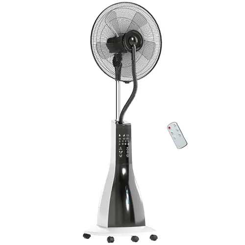 HOMCOM Standventilator mit Wasserkühlung - Standventilator mit 3 Stufen und 3L Wassertank für erfrischende Kühlung, inklusive Fernbedienung und Timerfunktion – ideal für heiße Sommertage.