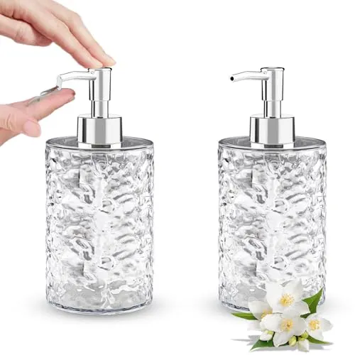 Zosenyer Seifenspender Bad, Soap Dispenser, 2 Stück 400ML für Küche, Badezimmer, Handseifenspender, für Shampoo, Spülmittel, Duschgel, Transparenter Seifenspender Kunststoff (Rund)