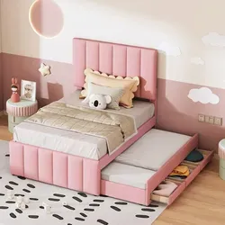 Polsterbett 90 x 200 cm mit Rollbett und Stauraumschubladen