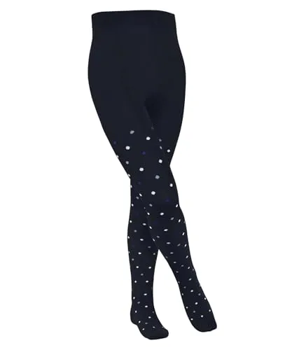 FALKE Unisex Kinder Strumpfhose Multidot K Ti Baumwolle dick gemustert 1 Stück, Blau Space Blue 6116, 110-116