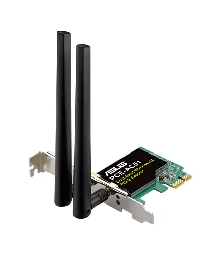 Asus PCE-AC51 PCIe-Karte: Upgrade auf AC750 Wi-Fi - WLAN-Zubehör für Highspeed-Internet mit bis zu 433 Mbit/s auf 5GHz, inklusive intelligenter AiRadar Signal-Management-Technologie für optimale Leistung.