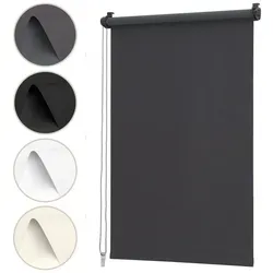 Rollo Seitenzugrollo Verdunkelungsrollo ohne Bohren verdunkelnd Rollo, Sekey, verspannt, Klemmfix, Seitenzugrollo,Sonnenschutz & Sichtschutz,Bestellbreite = Stoffbreite grau 76 cm x 130 cm