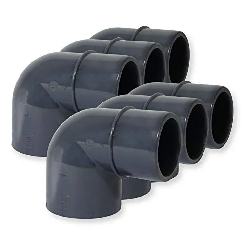 Paradies Pool PVC-U Fitting Winkel 90°, Ø 50mm Klebemuffe x Ø 40/50mm Klebestutzen, PVC-U Muffe Rohrverbinder Klebefitting 90 Grad zum verkleben, Qualität aus Europa, Menge: 6 Stück