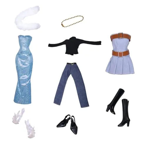 Kleidung für Puppen Puppenkleidung Fashion Kleider Tops Bluse, Mode Abendkleid, Denim Röcke Set für 11,5 Zoll Mädchen Puppen 12