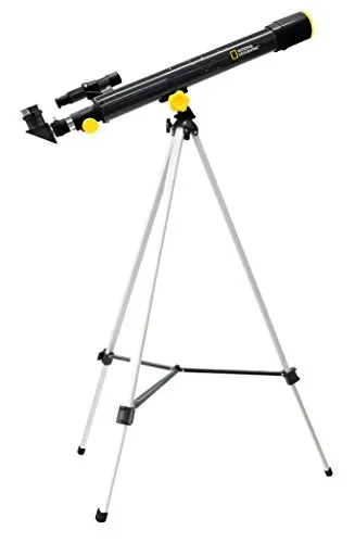 National Geographic Teleskop 50/600 AZ - Einsteigerteleskop mit 50mm Objektiv und 600mm Brennweite, ideal für Astronomie-Anfänger. Inklusive umfangreichem Zubehör und höhenverstellbarem Stativ für stabile Himmels- und Landbeobachtungen.