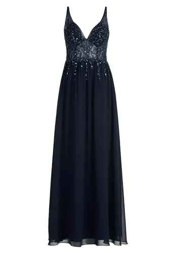 Vera Mont Abendkleid mit Glitzersteinen - Elegantes Damen Abendkleid in Night Sky mit V-Ausschnitt und glitzernden Details. Ideal für besondere Anlässe, aus pflegeleichtem Stretch-Material.